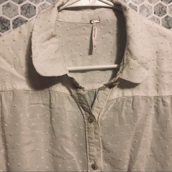 Free People White Swiss Button-Down Top - Picture 3 of 8